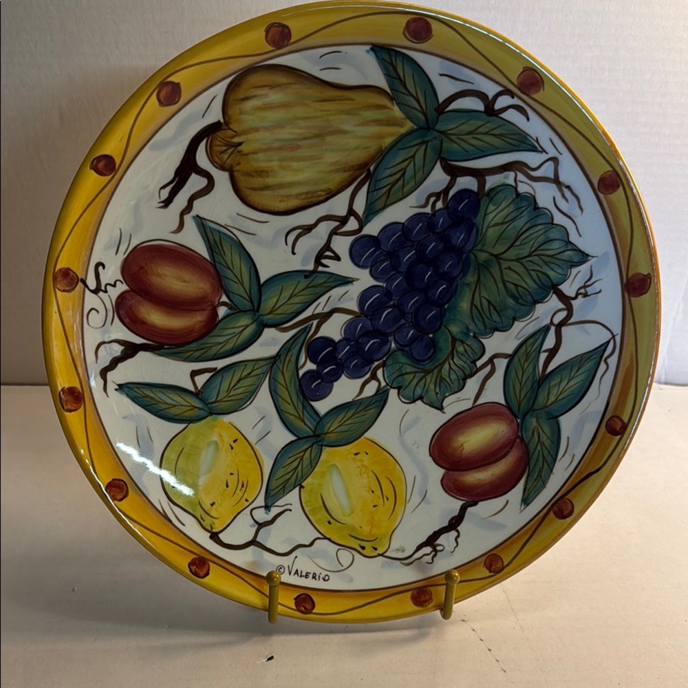 BELLA CASA BY GANZ C VALERIO VINTAGE LARGE 11 3/4 " SIGNED FRUIT PLATTER